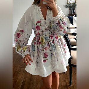 Anthropologie Floral White Dress